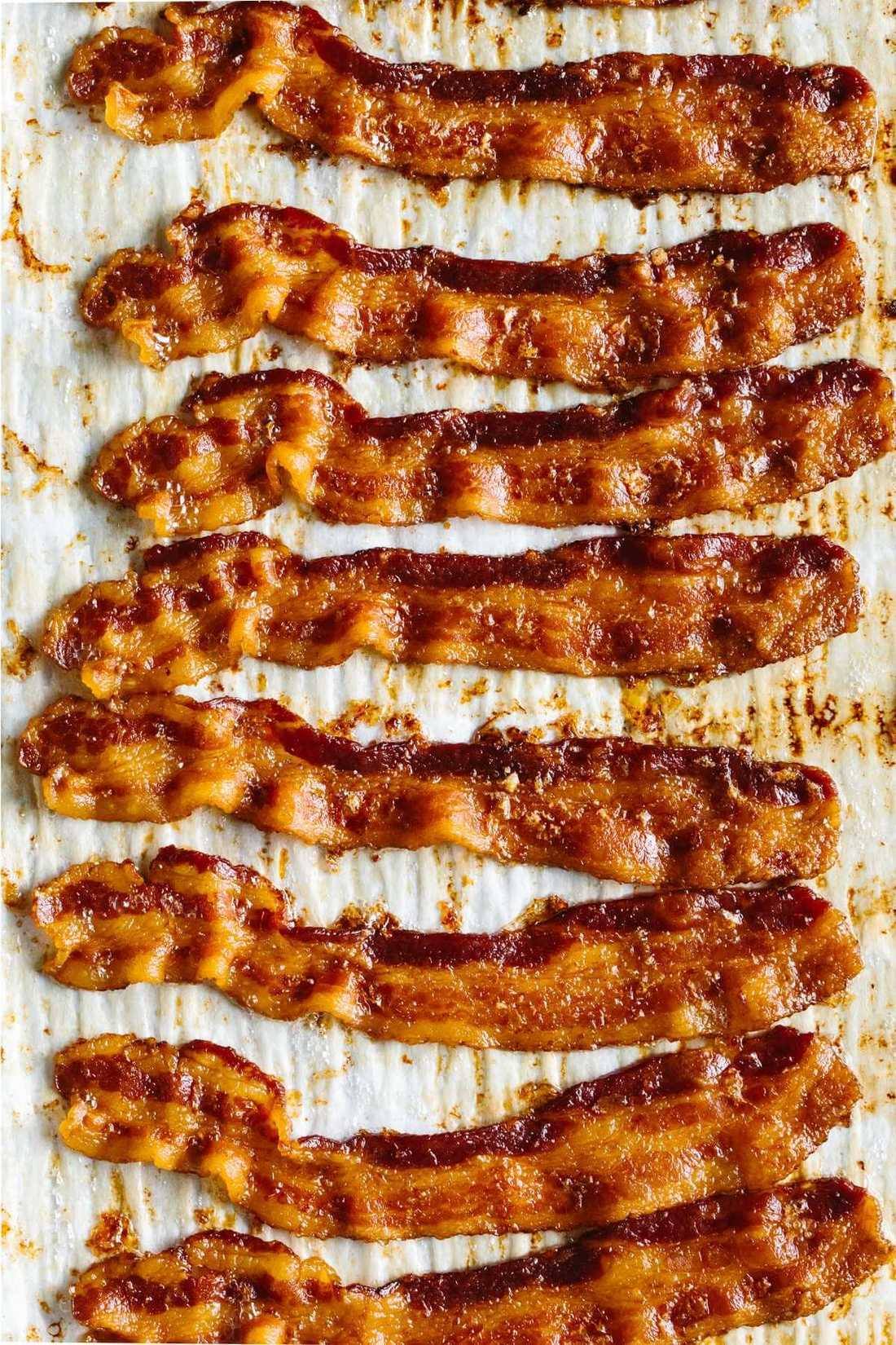 Slices of raw bacon strips