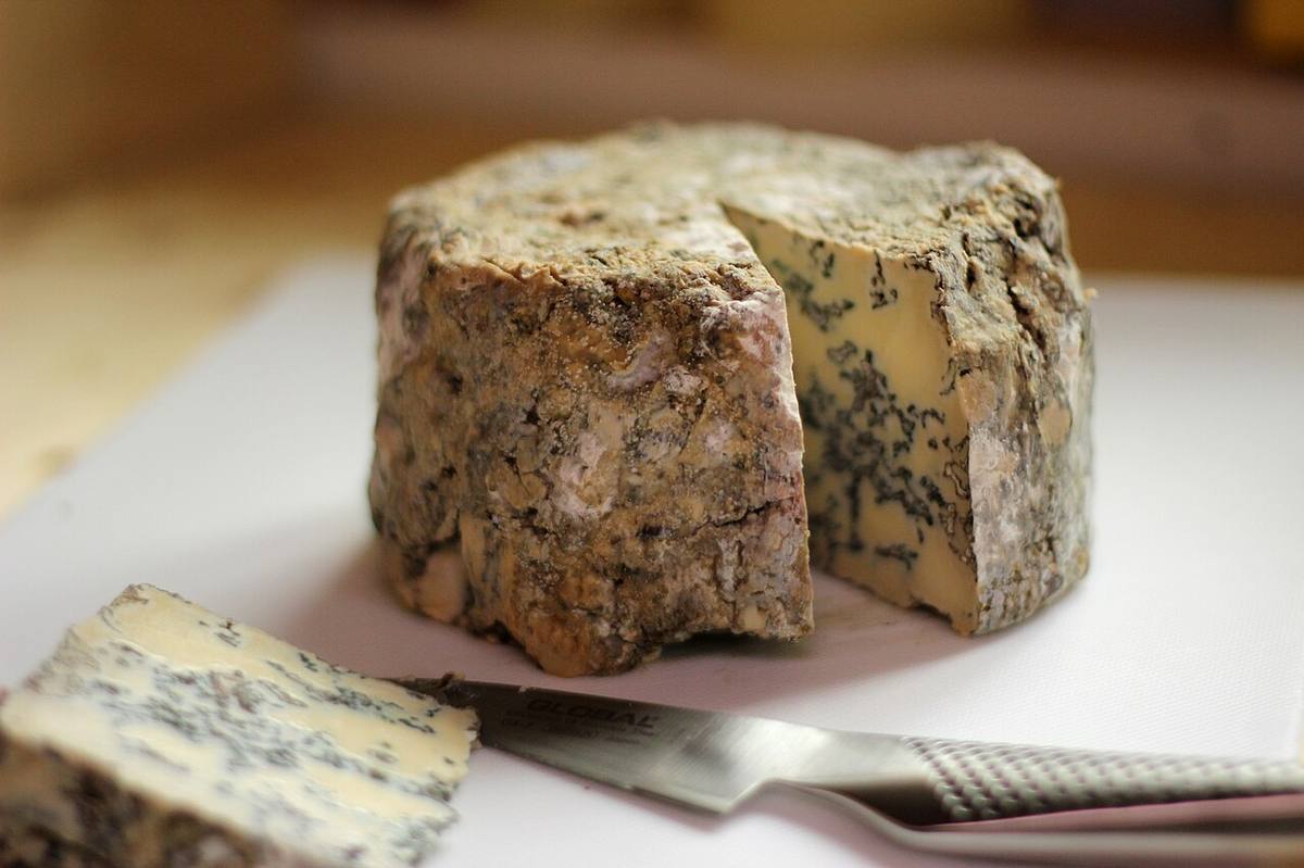 Blue Cheese and Square Cheese on the chopping board