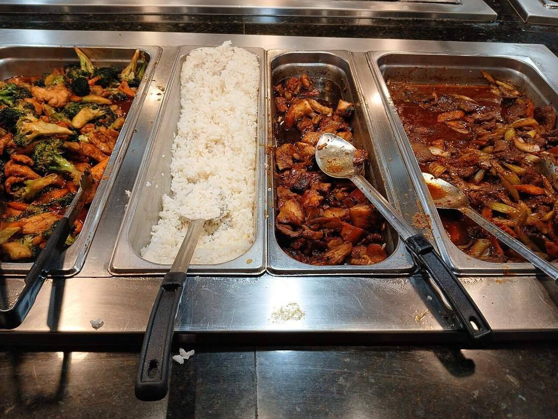 Hot bar bourbon chicken and white rice