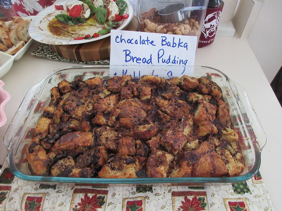 Ingredients for a bread pudding
