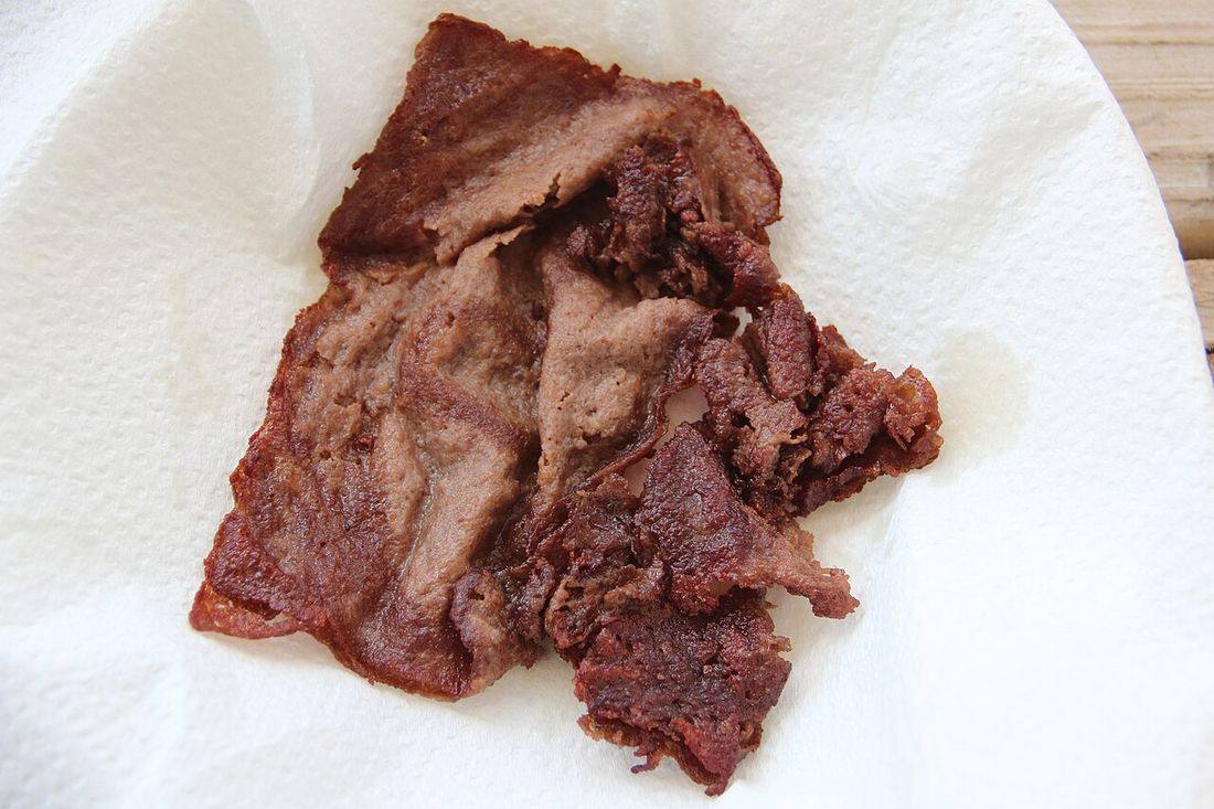 Steak-umm cooked pieces, May 2020 (Cooked Steak)