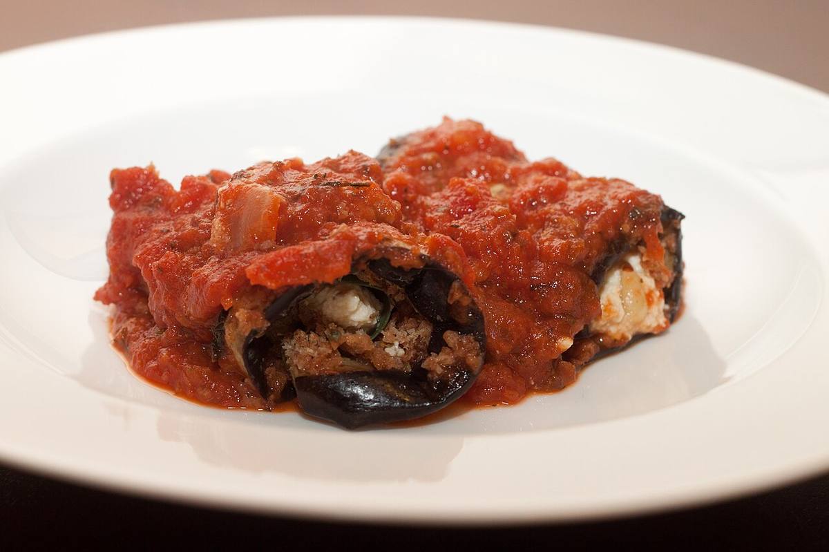 Eggplant Rollatini — photograph from Wikimedia Commons
