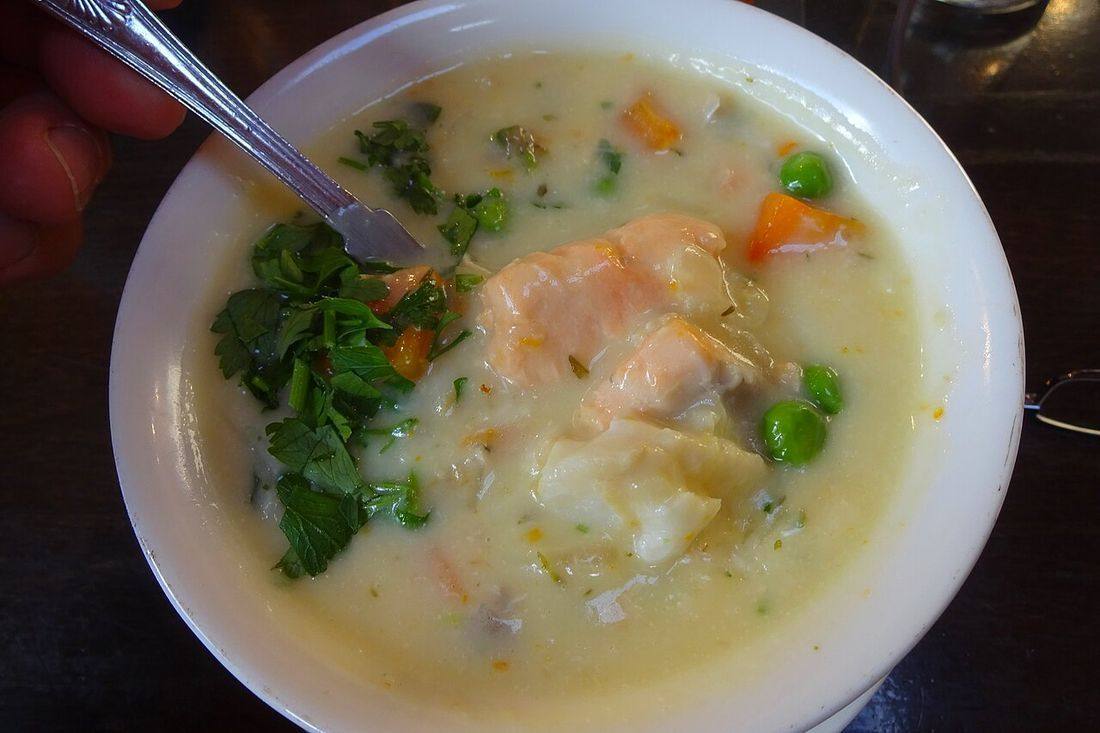 Seafood chowder with pieces of fish (Fish Chowder)