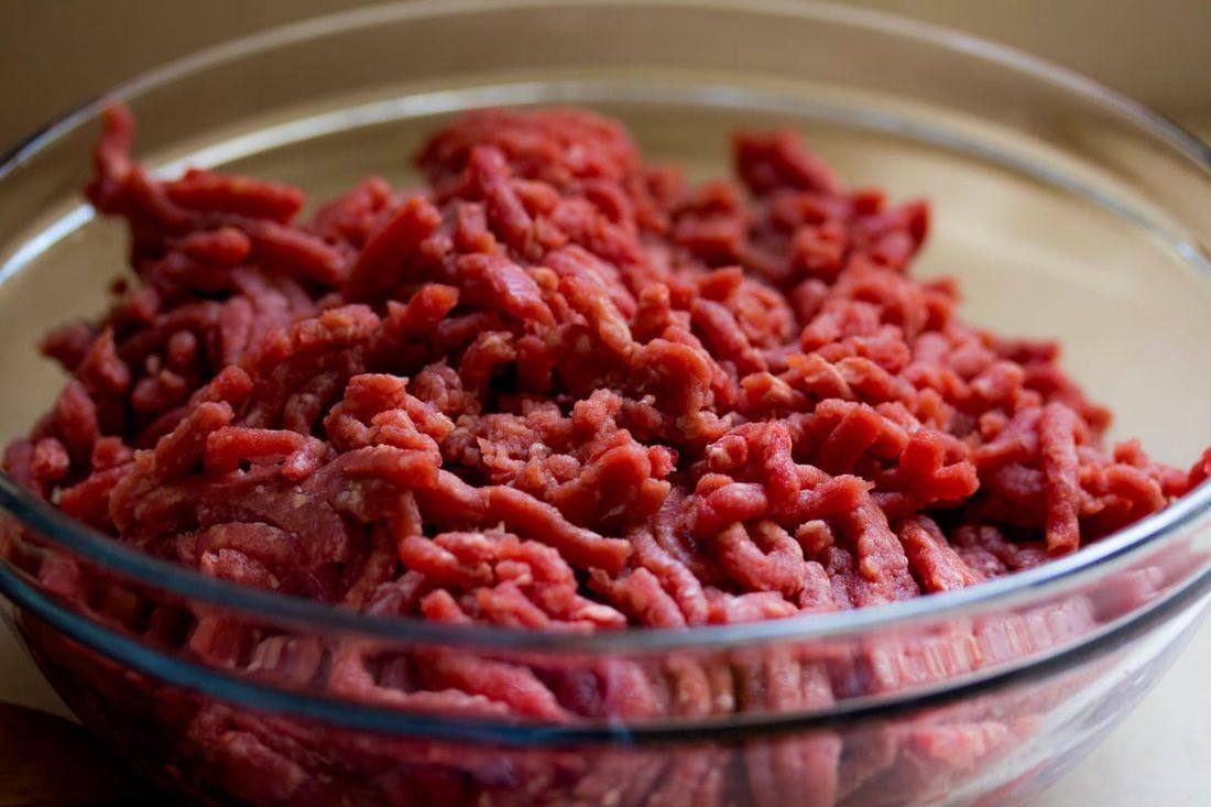 Raw ground beef in a tray