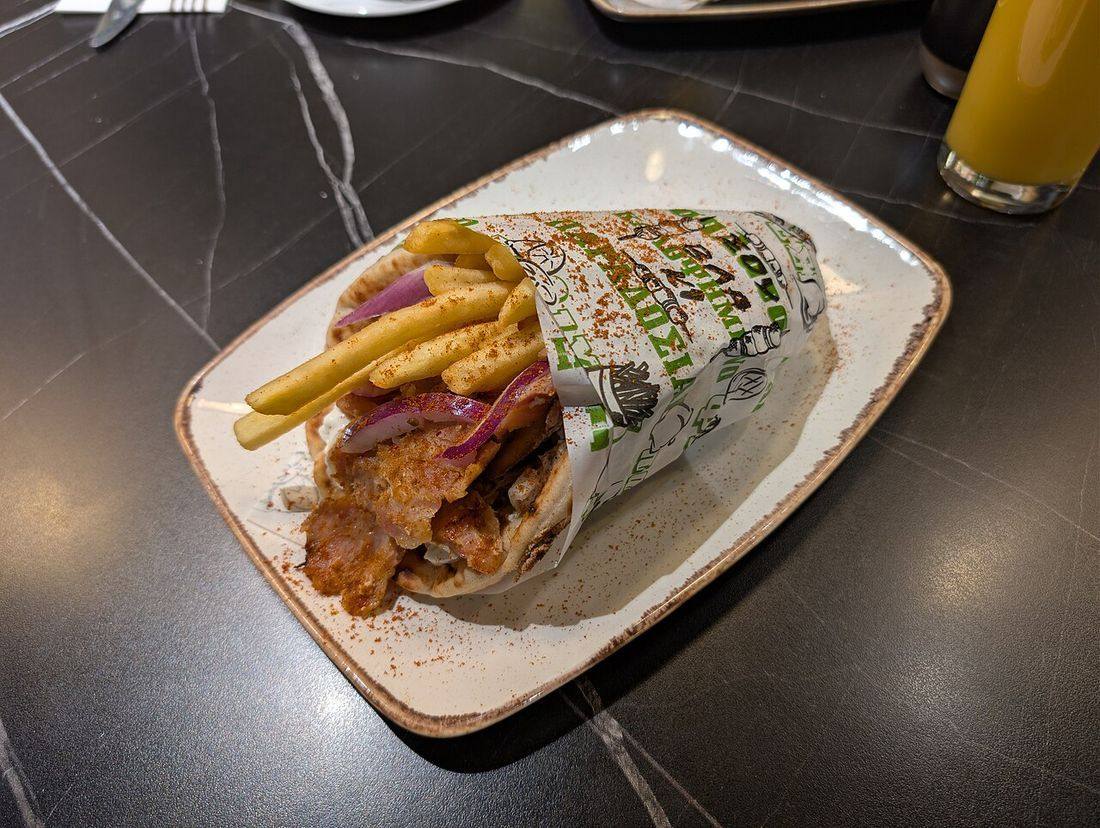 Mix Gyros (Chicken & Pork) Pitta Wrap - Montague Gyros 2025-12-06
