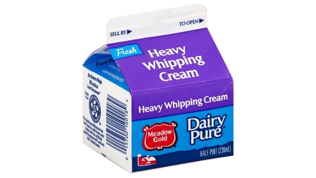 Carton of heavy whipping cream