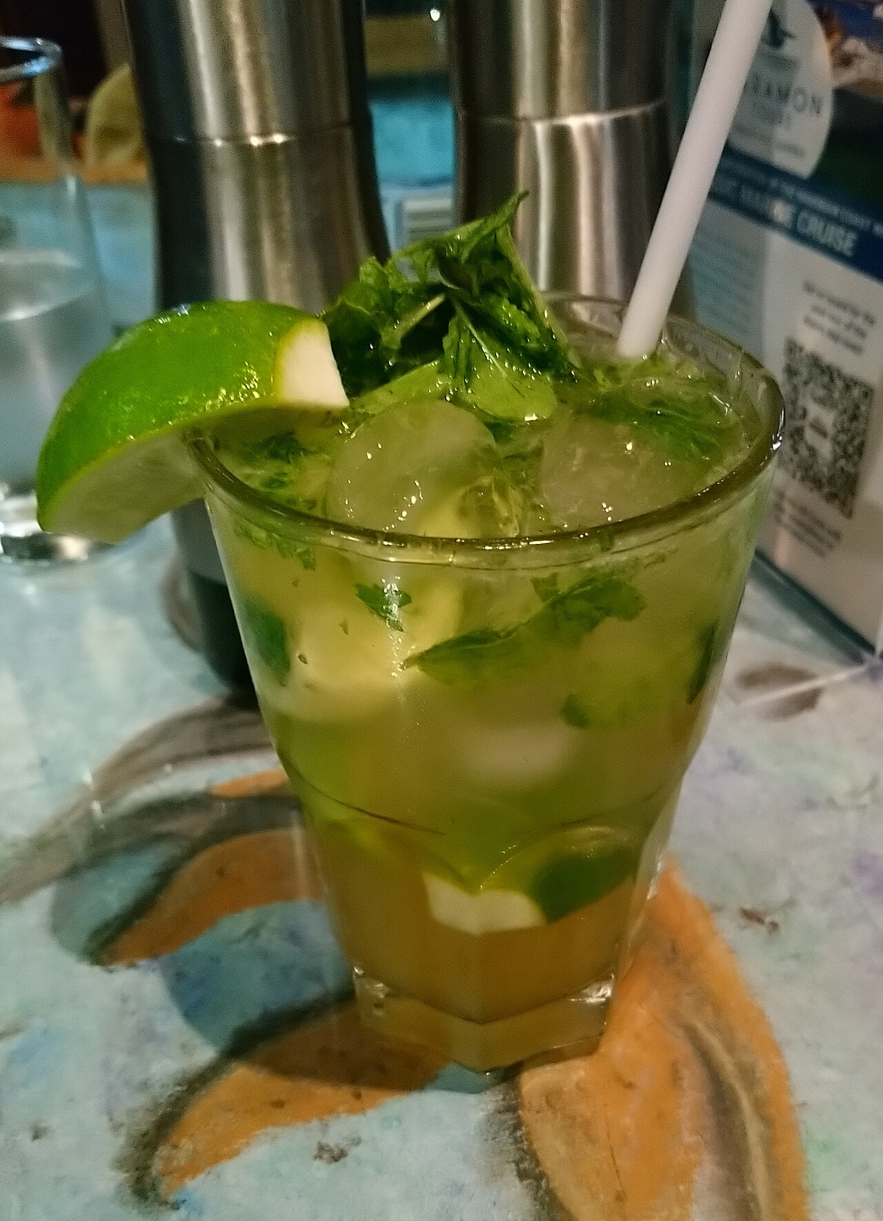 Gin and Lime Juice with a Straw (Lime Juice)