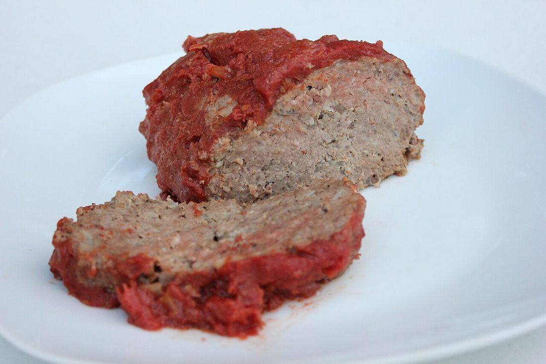 Meatloaf on white plate