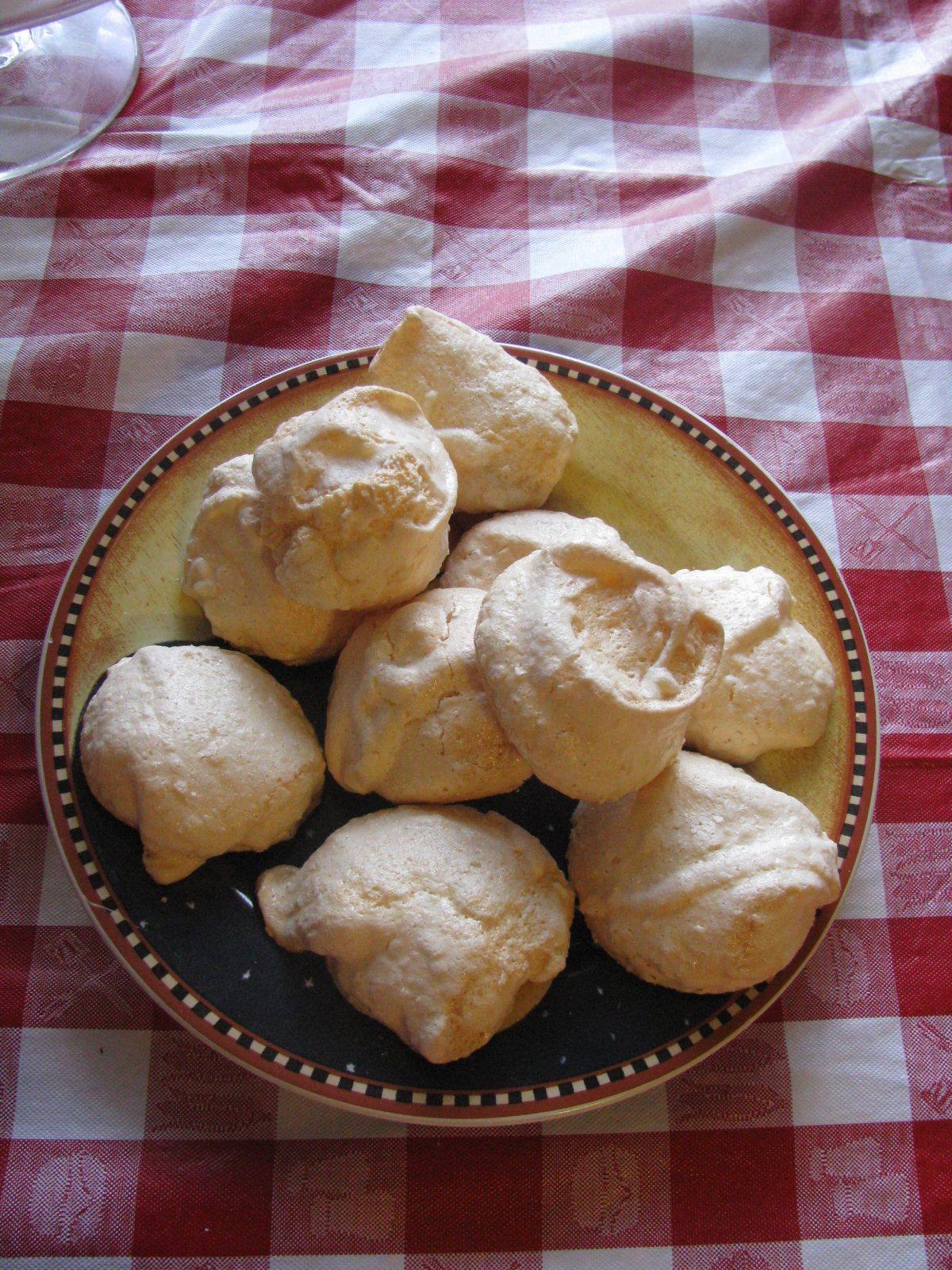 Lemon meringue cookies on checkered tablecloth in 2009 (Meringue Cookies)