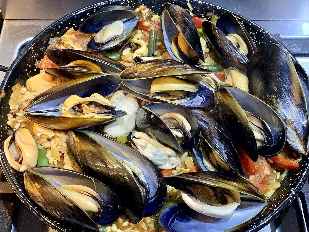 Home made seafood paella with mussels, Brisbane, Australia (Mussels)