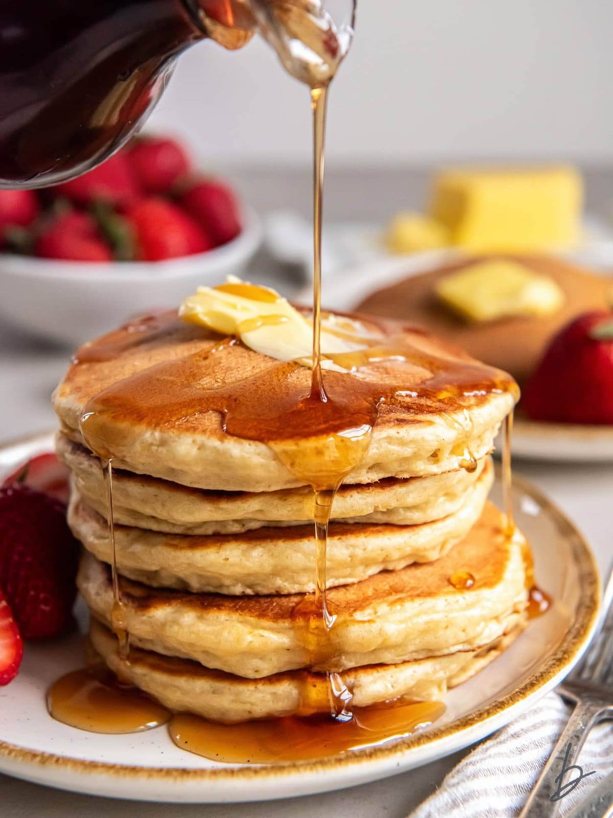 Stack of pancakes with syrup