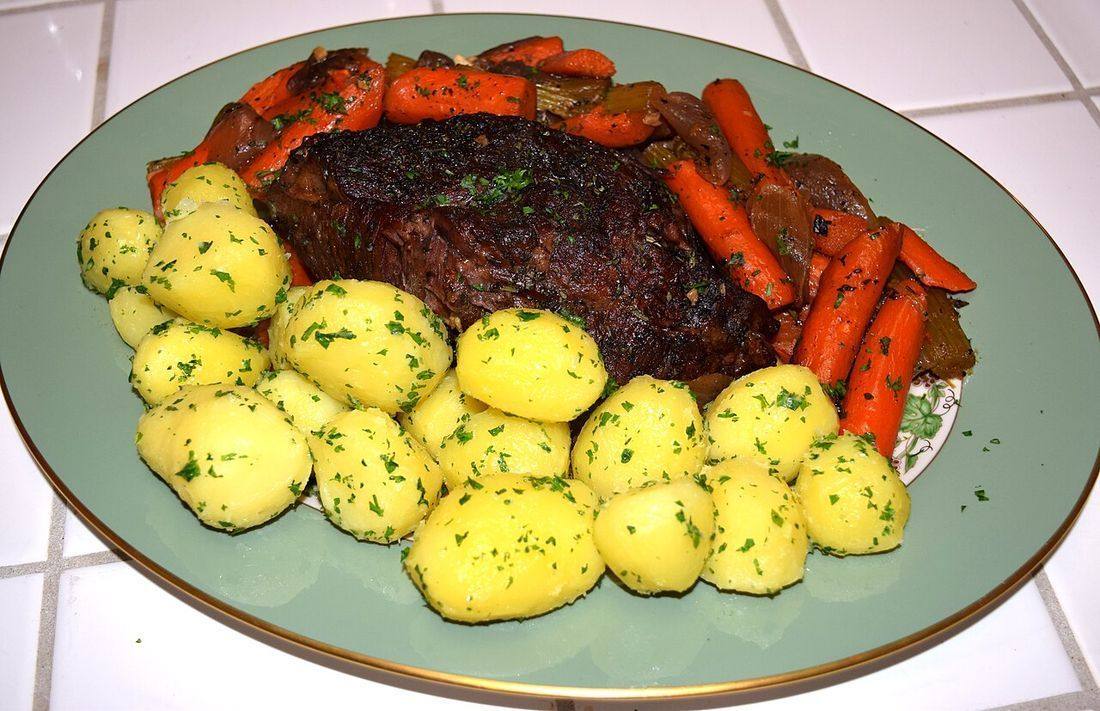 American pot roast and parsley potatoes
