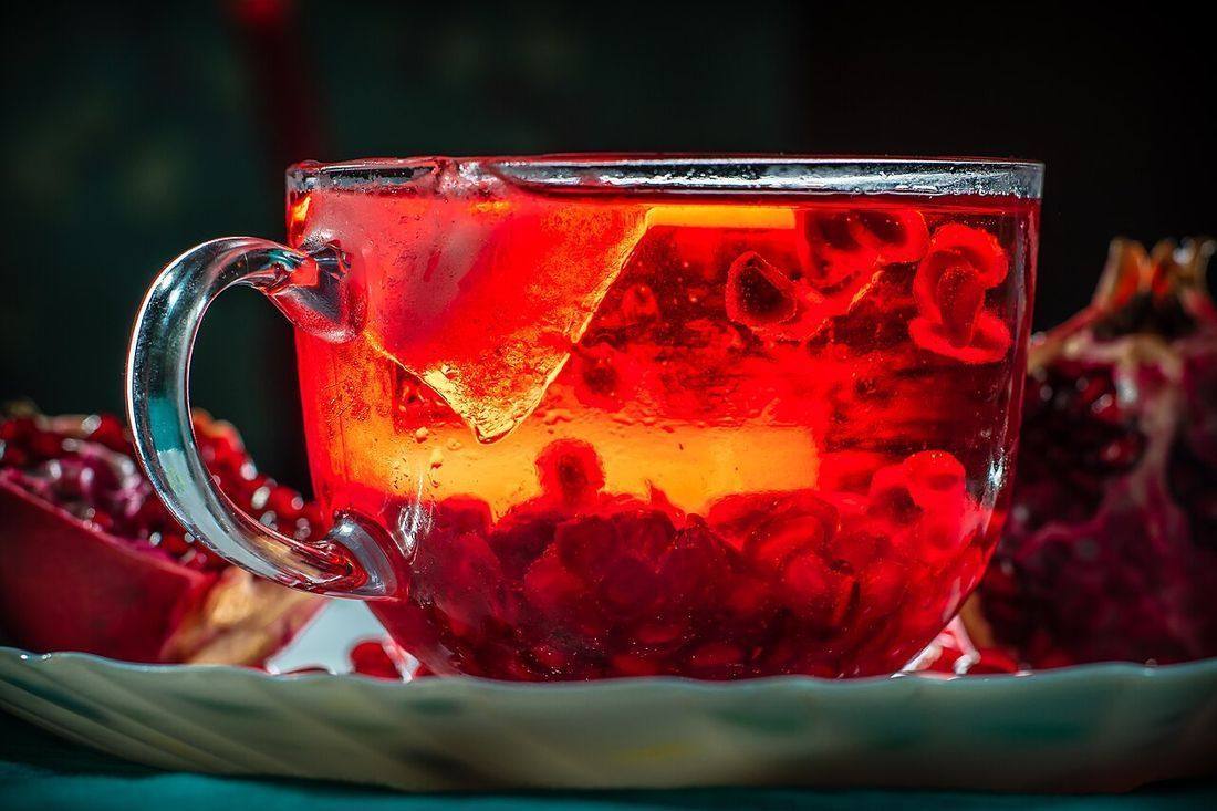 Cold pomegranate juice with ice cubes -kolkata