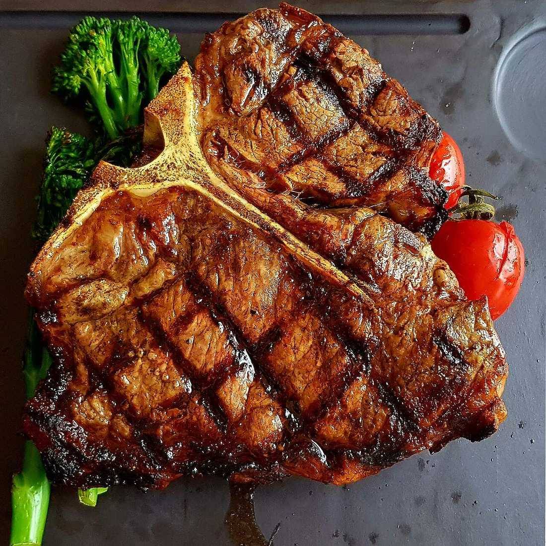 T-Bone Steak with Corn & Fries (Porterhouse Steak)