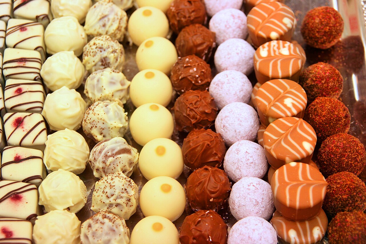 Austrian chocolates in Vienna - assorted fancy chocolate pralines (Pralines)