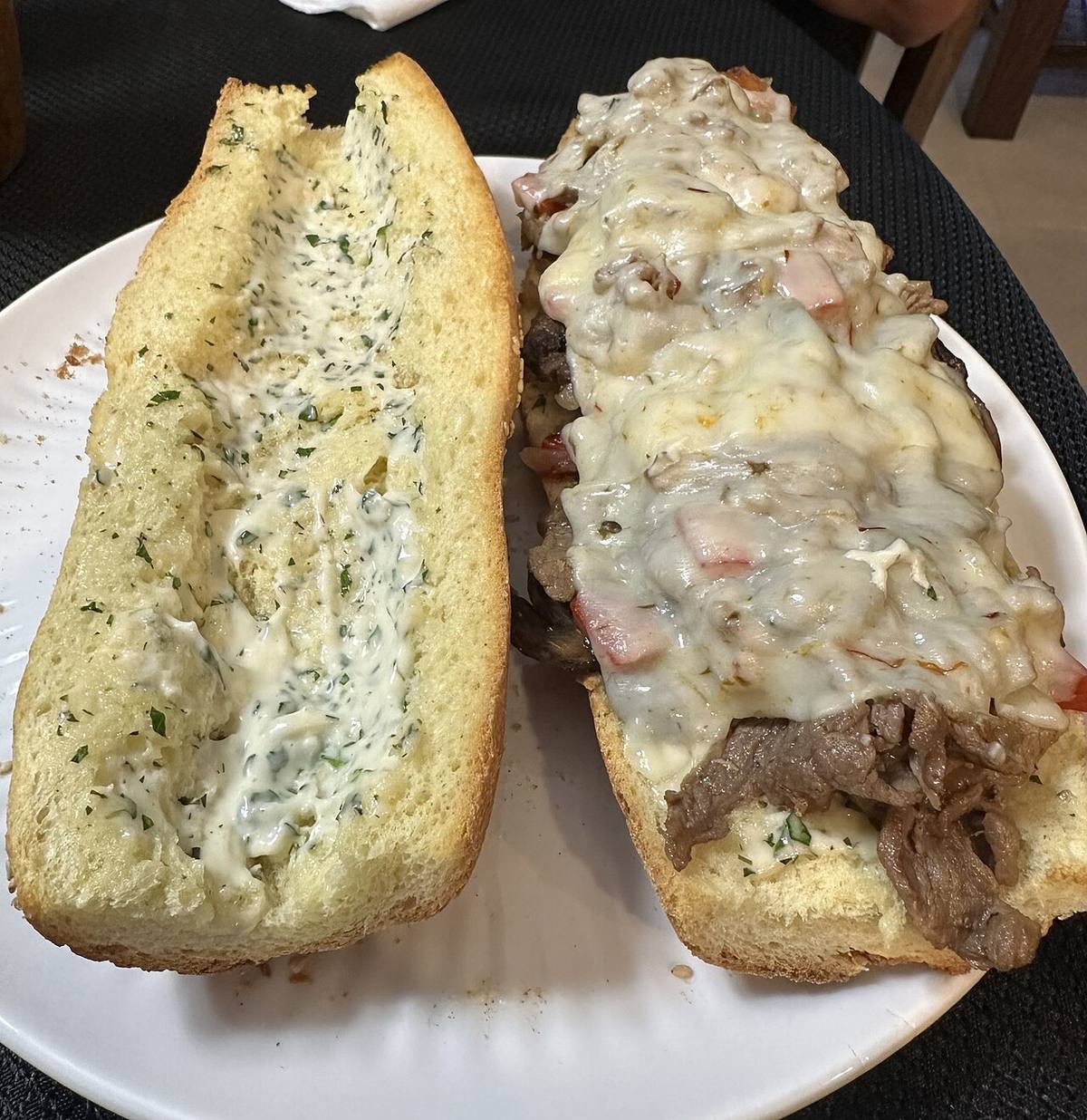 Mmm... corned beef and provolone on pumpernickle rye
