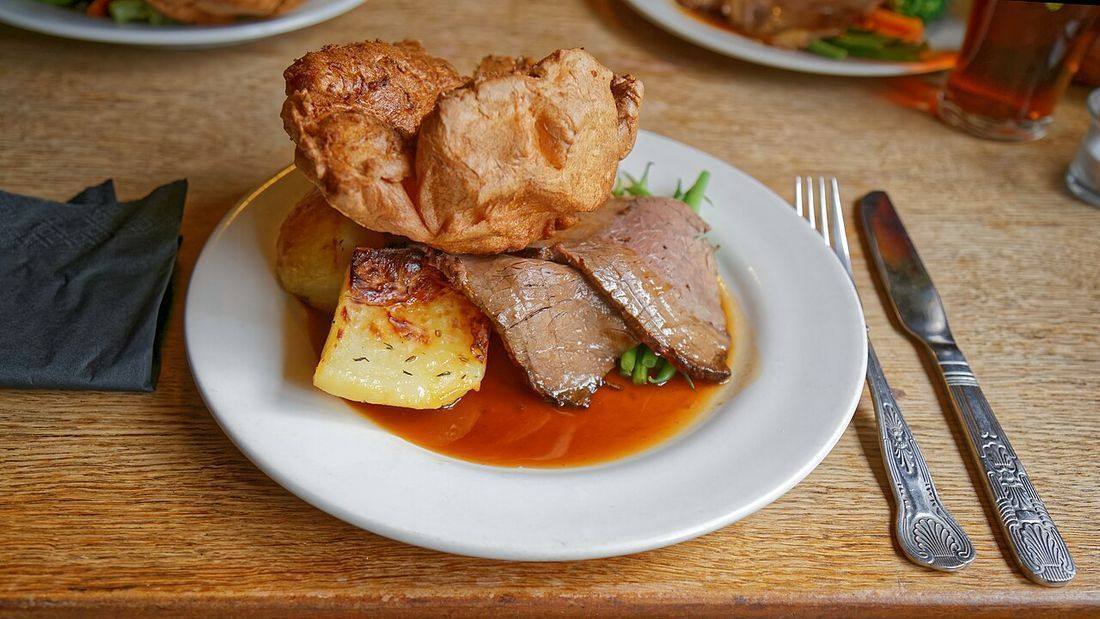 A roast lamb dinner at Black Horse Inn, Nuthurst West Sussex England