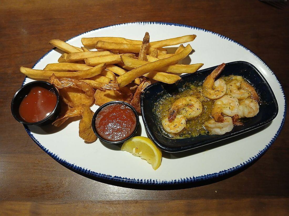 Walt's Favorite Shrimp and Garlic Scampi Shrimp with French fries and sauces (Scampi Sauce)