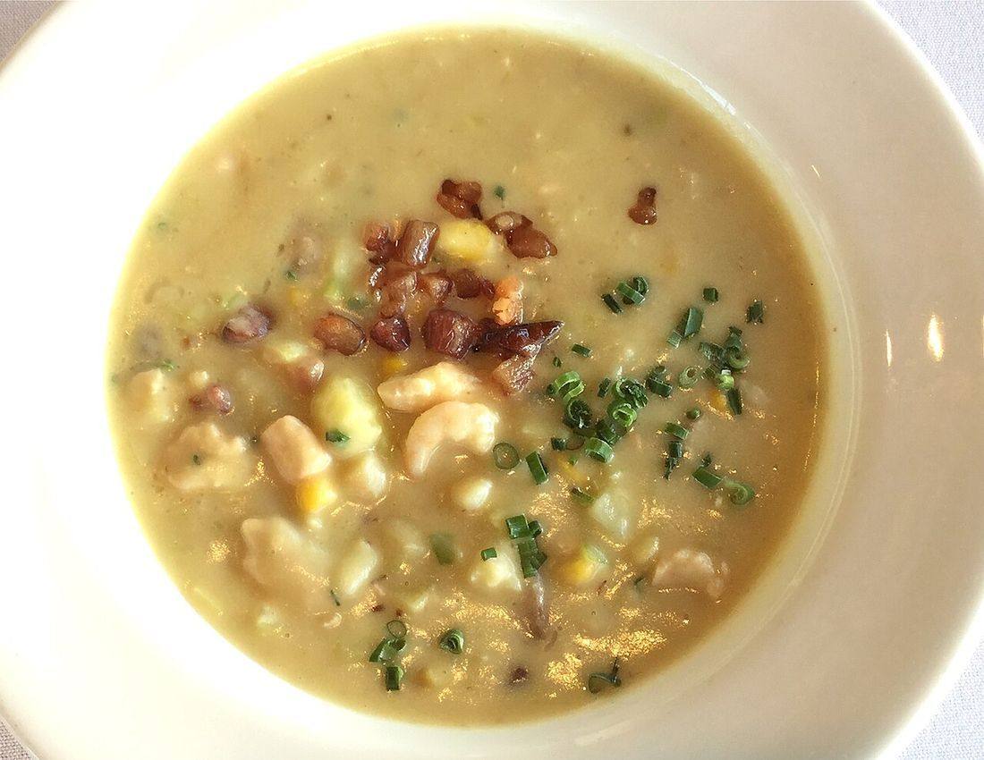 Shrimp Corn Chowder — photograph from Wikimedia Commons