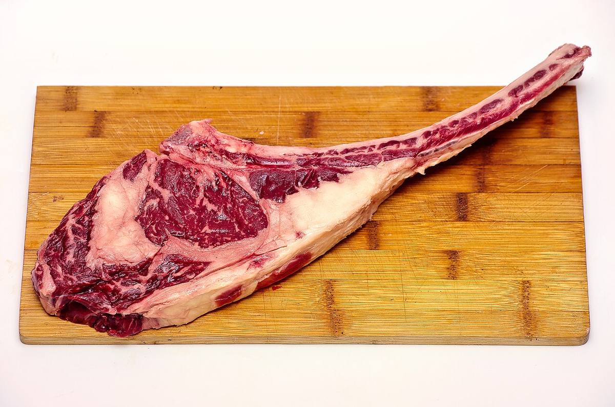 Raw beef steak on parchment
