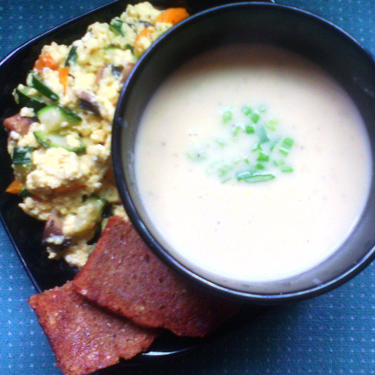 Cheddar soup prepared with white cheddar (Stuffed Pepper Soup)