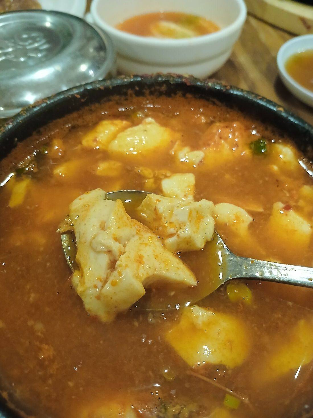 Sundubu jjigae with seafood and beef from Lighthouse Tofu