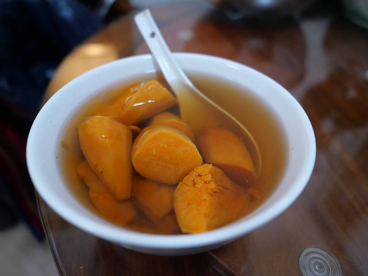 Fish sweet potato noodles soup in home (Sweet Potato Soup)