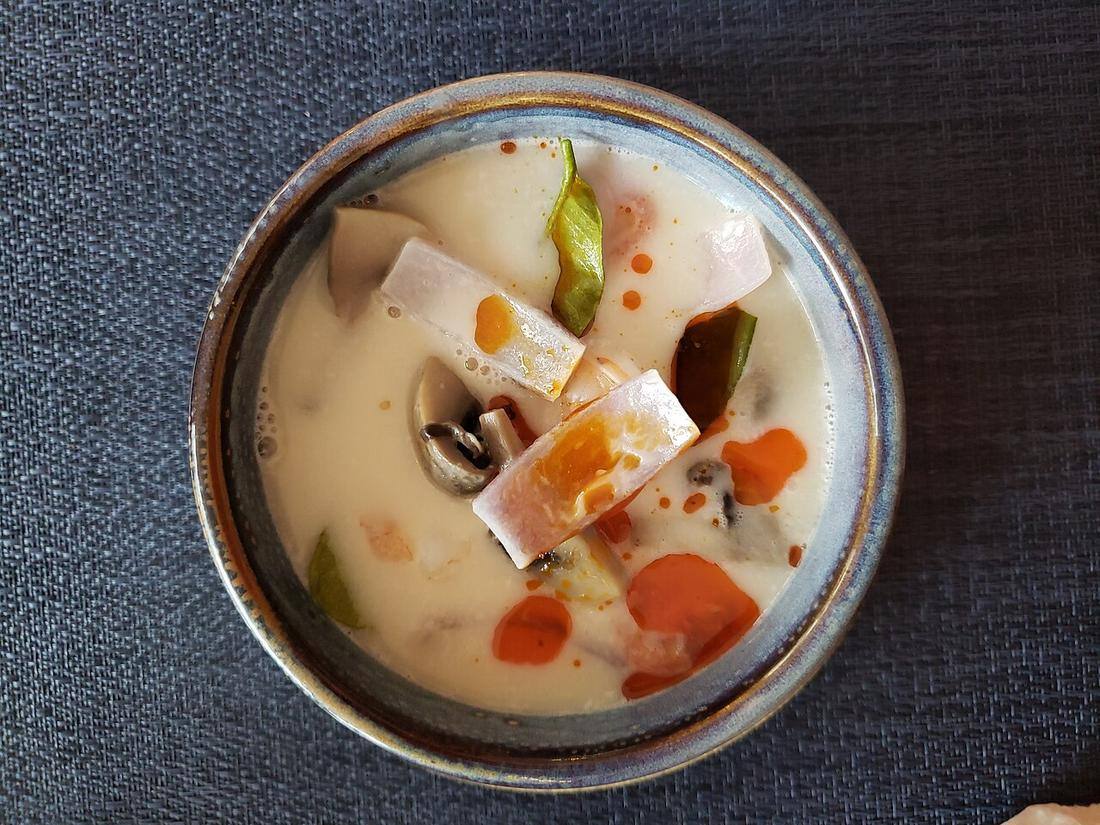 Tom Kha (Coconut Soup) with prawns - Little Thai, Brighton 2024-03-21 (Tom Kha Soup)