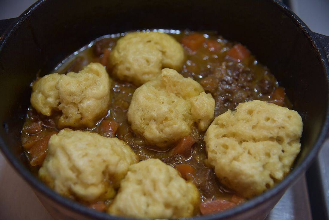 Slow cooked venison stew with dumplings (Venison Stew Meat)